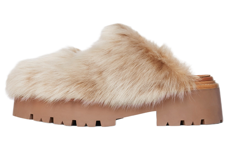 (W) CELINE Shearling Mule Slippers 'Beige'