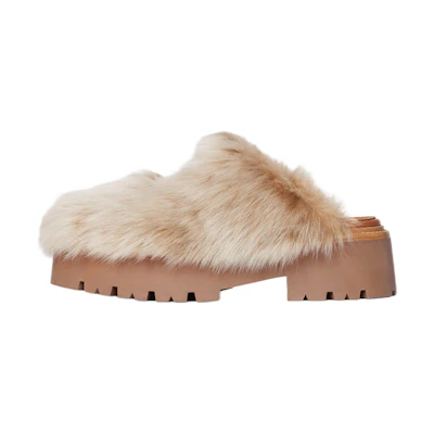 (W) CELINE Shearling Mule Slippers 'Beige'