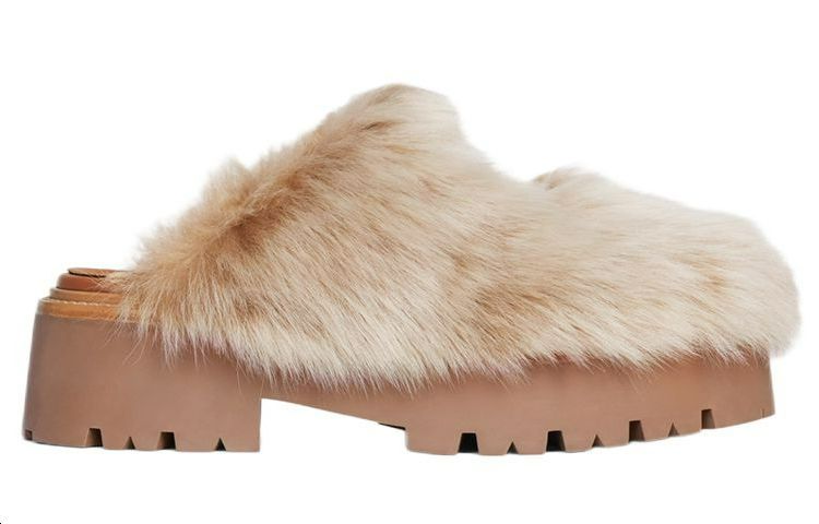 (W) CELINE Shearling Mule Slippers 'Beige' 圖 2