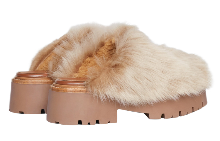 (W) CELINE Shearling Mule Slippers 'Beige' 圖 4