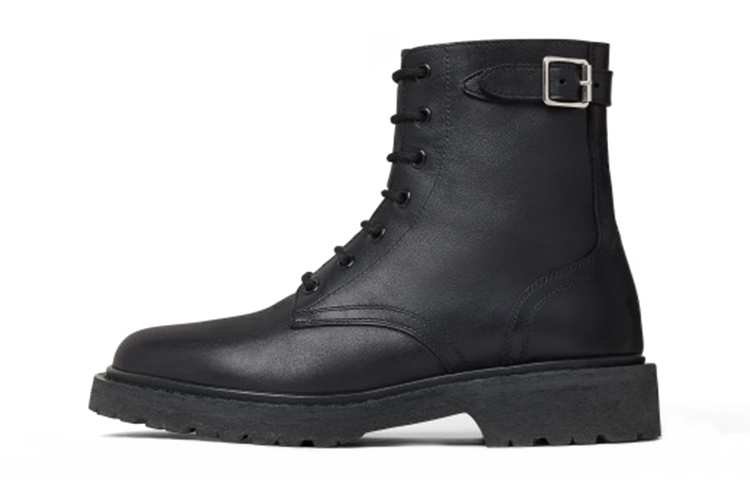 (W) CELINE Shiny Calfskin Lace-Up Ankle Boots 'Black'