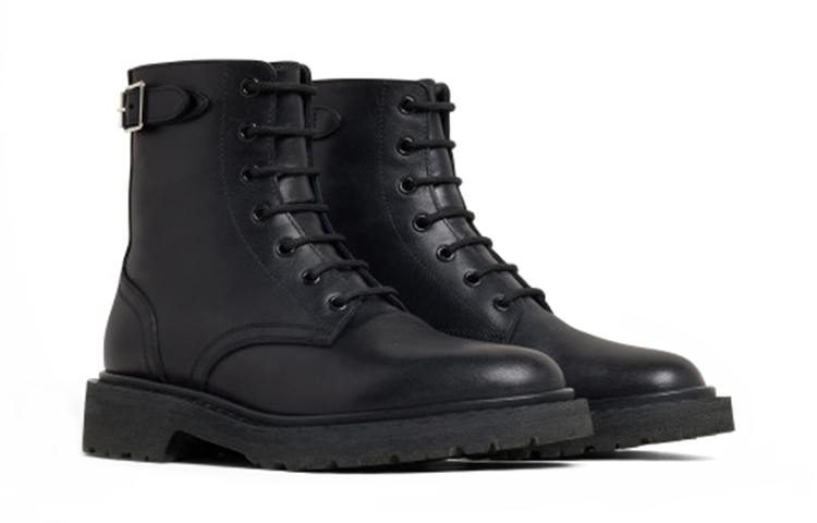 (W) CELINE Shiny Calfskin Lace-Up Ankle Boots 'Black' 圖 2