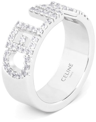 (W) CELINE 銀色水晶鑲嵌字母鏤空黃銅戒指 女款 460YT6BCZ.36SI Buy (W) CELINE 銀色水晶鑲嵌字母鏤空黃銅戒指 女款 460YT6BCZ.36SI