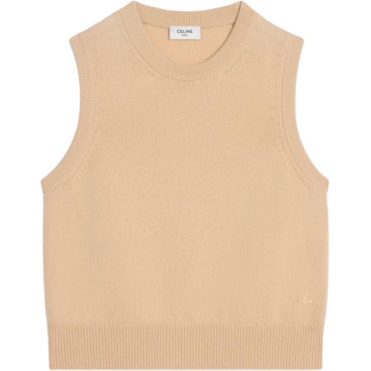 (Women) Celine Sleeveless Round-Neck Tank Top Khaki RY067977V-03PI