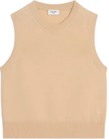(Women) Celine Sleeveless Round-Neck Tank Top Khaki RY067977V-03PI (Women) Celine Sleeveless Round-Neck Tank Top Khaki RY067977V-03PI