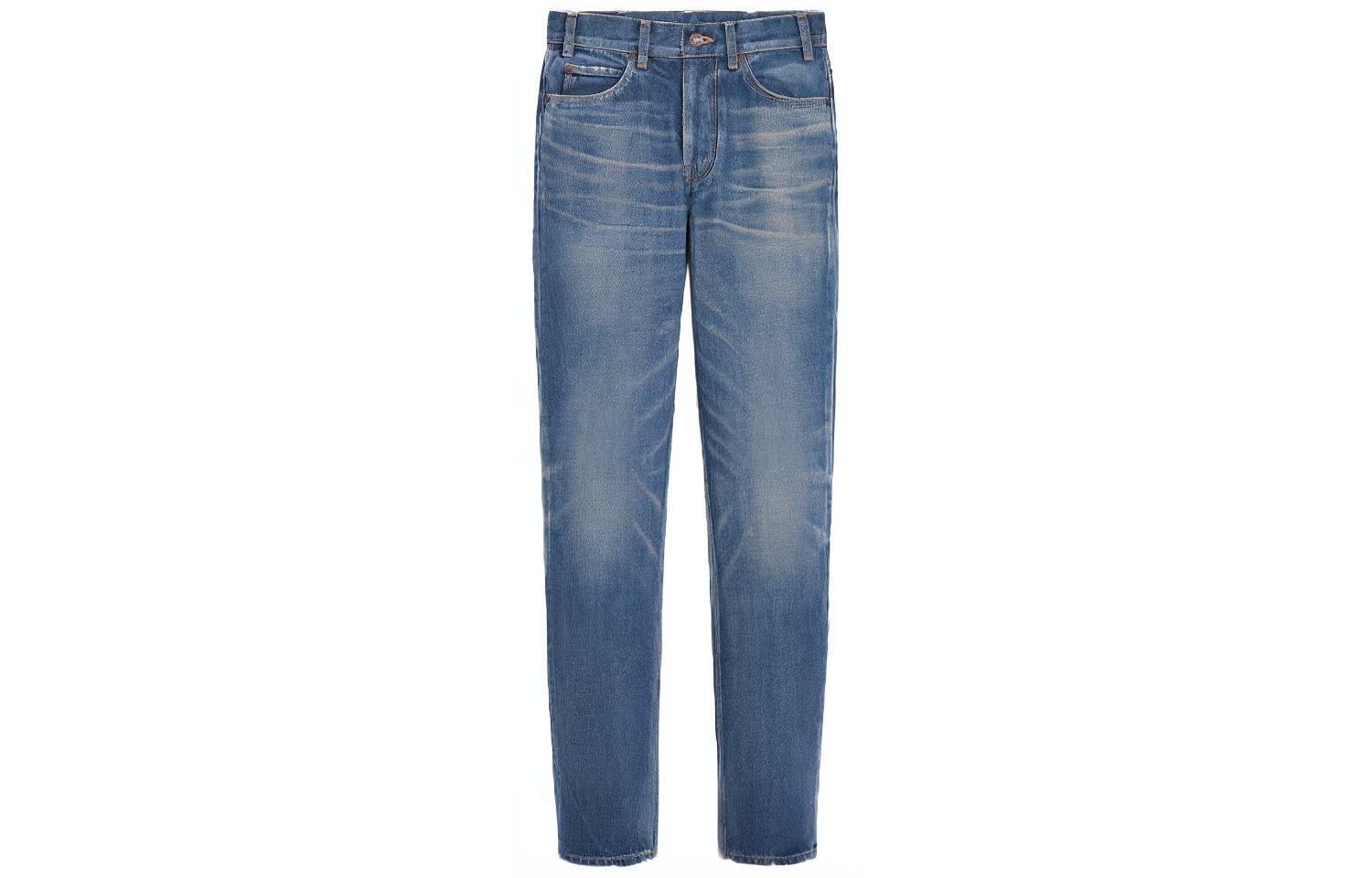 Order (Women) CELINE Slim Fit Washed Denim Button Pocket Jeans - Blue. 2N206365M-07DU