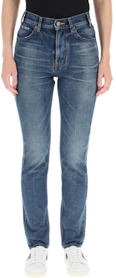 (Women) CELINE Slim Fit Washed Denim Button Pocket Jeans - Blue. 2N206365M-07DU Lookbook (Women) CELINE Slim Fit Washed Denim Button Pocket Jeans - Blue. 2N206365M-07DU