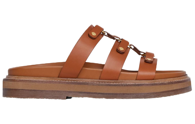 Order (W) CELINE Zapatos Planos Fashion Slide Marrón Puntera Redonda 352343003C.04LU