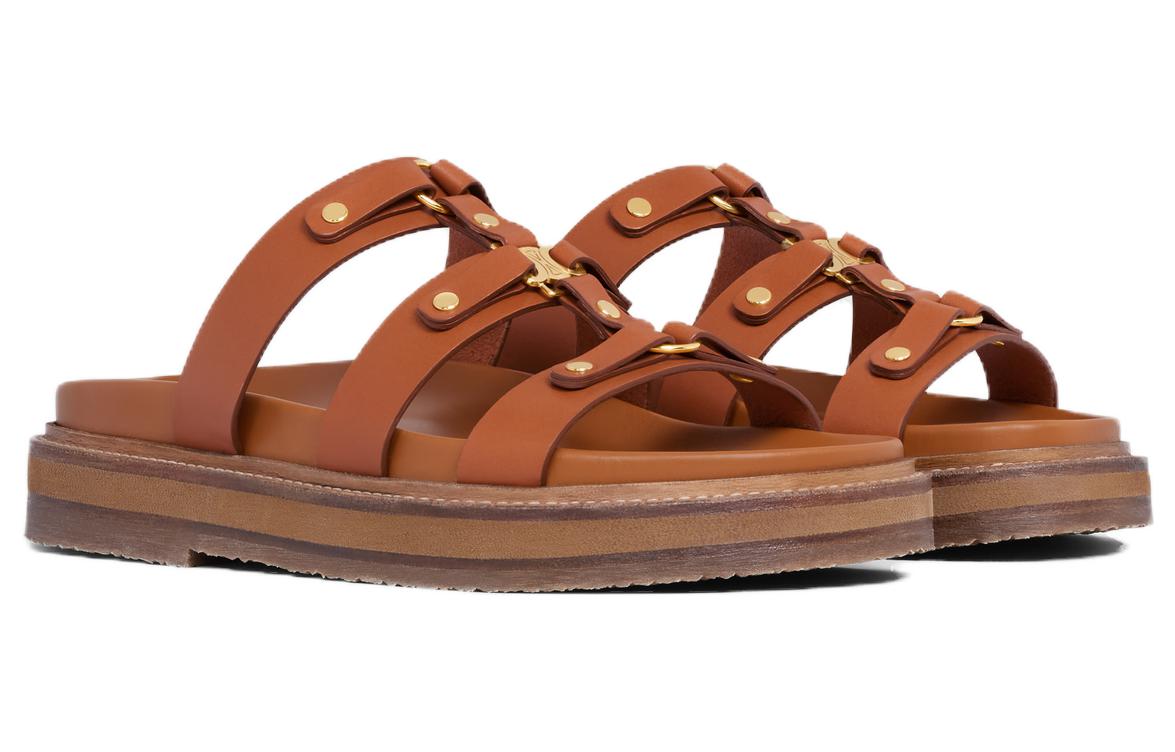 Lookbook (W) CELINE Zapatos Planos Fashion Slide Marrón Puntera Redonda 352343003C.04LU