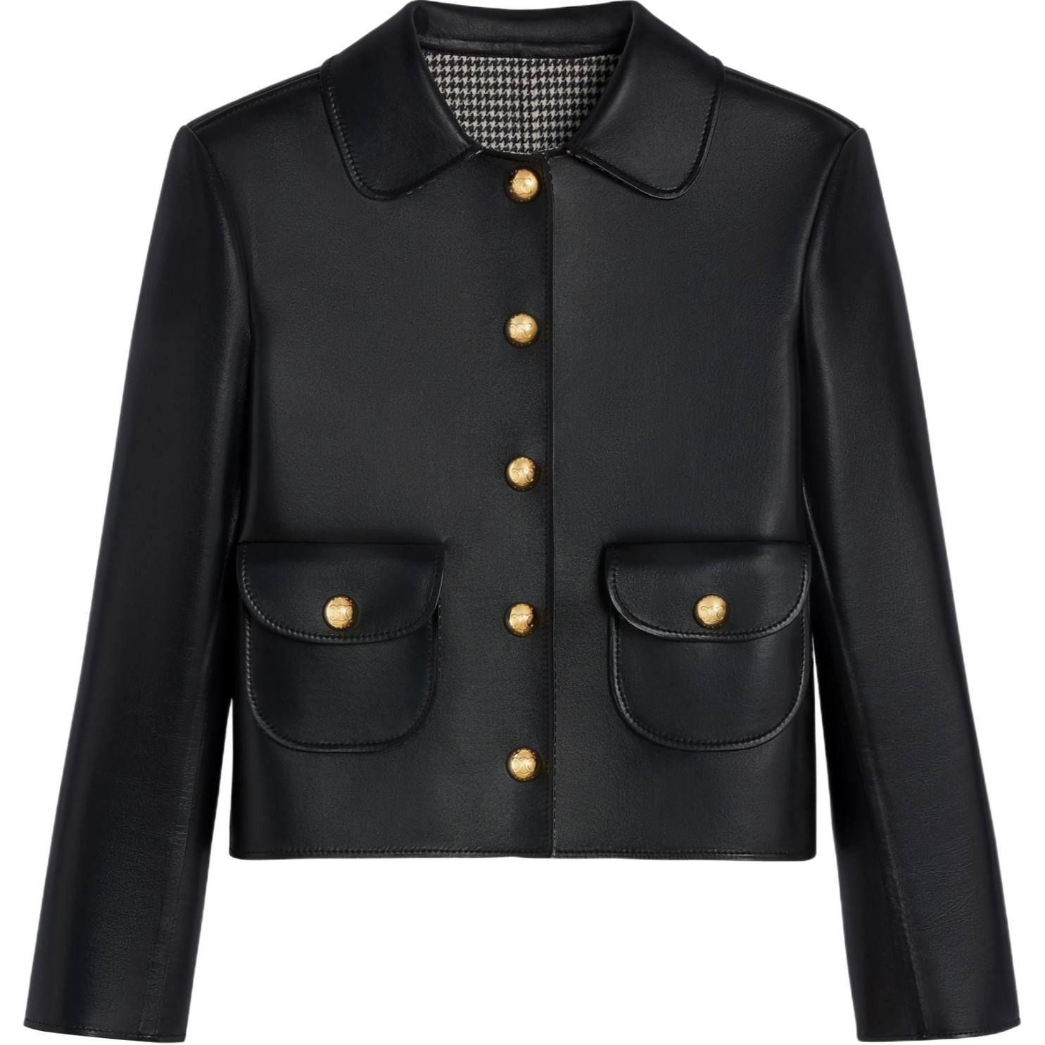 (Women) Celine Solid Black Single-Breasted Collar Jacket 2F562583C-38NO