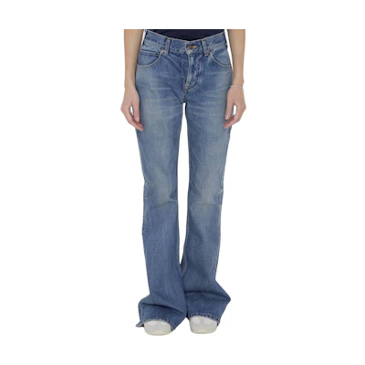(Women) CELINE Solid Color Straight-Leg Zipper Jeans Women’s Blue 2N06B930F-07UW