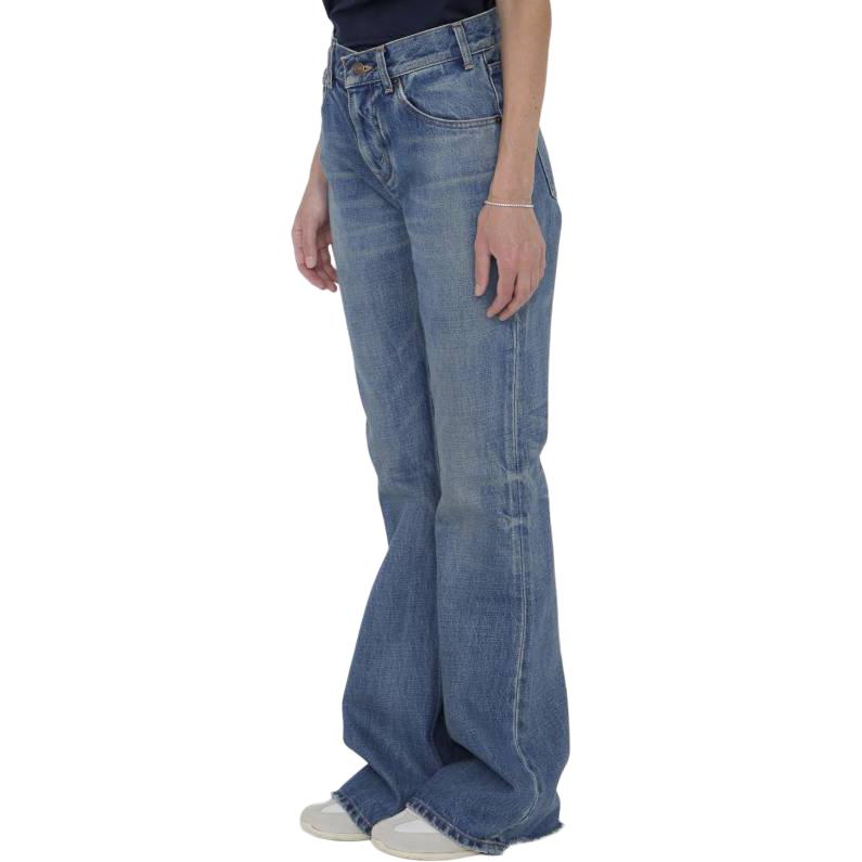 Shop (Women) CELINE Solid Color Straight-Leg Zipper Jeans Women’s Blue 2N06B930F-07UW