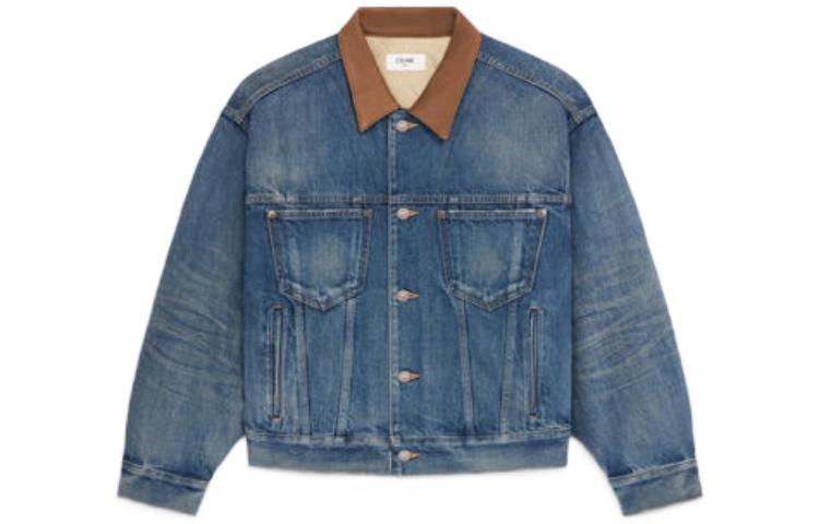 Order (Women) CELINE Solid Washed Lambskin Denim Jacket Women’s Blue 2Q336-365M