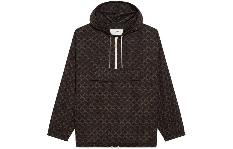 Order (W) CELINE SS21 Hoodie Logo Hitam Wanita dengan Poket Zip. 2W388344N-02BL