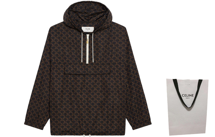 Shop (W) CELINE SS21 Hoodie Logo Hitam Wanita dengan Poket Zip. 2W388344N-02BL