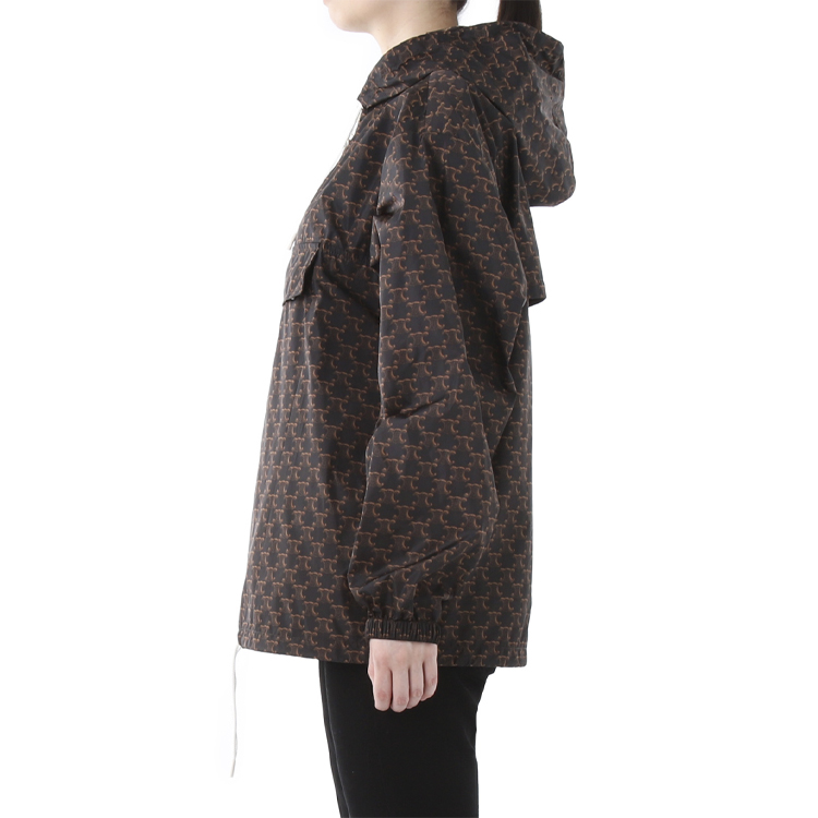 Sizing (W) CELINE SS21 Hoodie Logo Hitam Wanita dengan Poket Zip. 2W388344N-02BL