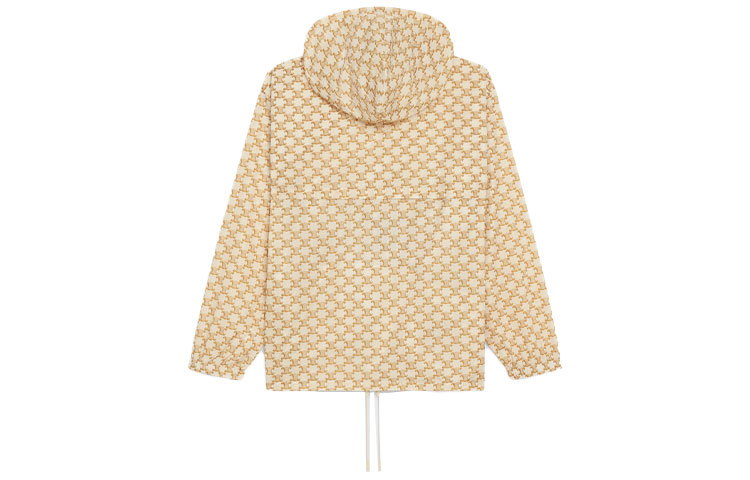 Lookbook (W) CELINE SS21 Beige Nylon Monogram Logo Windbreaker Hoodie Lelaki. 2W388344N-01GW
