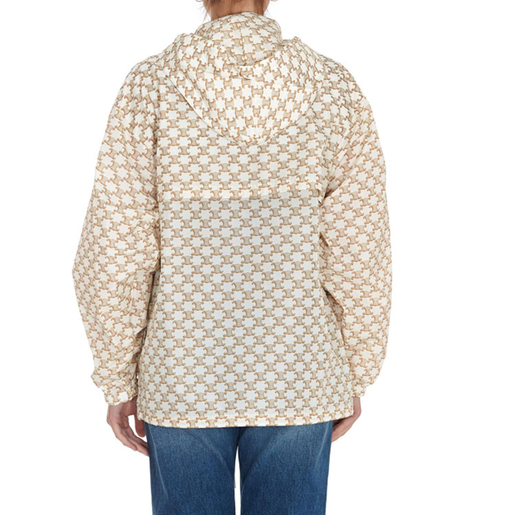 Purchase (W) CELINE SS21 Beige Nylon Monogram Logo Windbreaker Hoodie Lelaki. 2W388344N-01GW