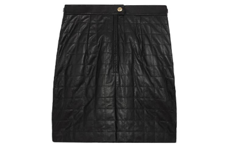 Order (W) CELINE SS21 黑色皮革Logo A字裙. 2H251978E-38NO