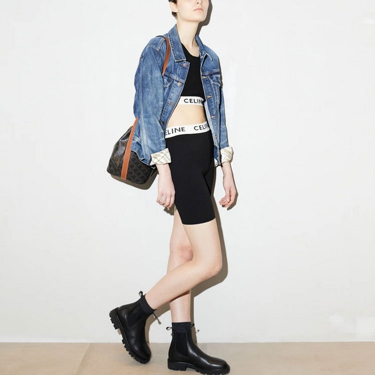 Purchase (Women) CELINE SS21 Logo Print Fitness Shorts - Black. 2A46O372N-38CR