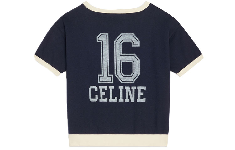 Lookbook (W) CELINE SS21 女士海军蓝16字母Logo印花宽松T恤. 2Y424450I-07OW
