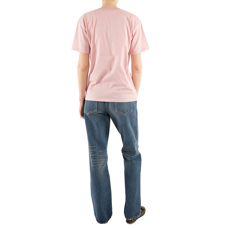 Shop (W) CELINE 女士粉色标志印花宽松针织T恤 SS21款式。 2X764501F-24IA