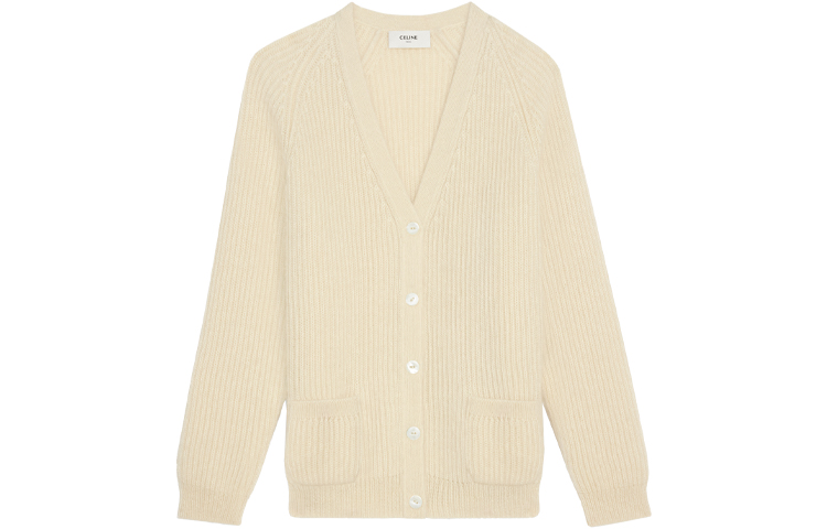 Order (W) CELINE SS21 Sweater Rajut Polos Warna Cream Putih. 2A16O377N-01OW