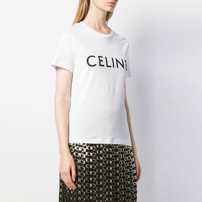 (Women) CELINE SS21 White Logo Print Oversized Knit T-Shirt 2X314916G-01OB Details for (Women) CELINE SS21 White Logo Print Oversized Knit T-Shirt 2X314916G-01OB