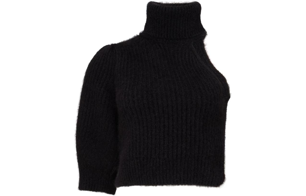 (Women) CELINE SS22  Asymmetric Turtleneck Cropped Sweater Black. CEL5R7Z8BCKDZA-AA00