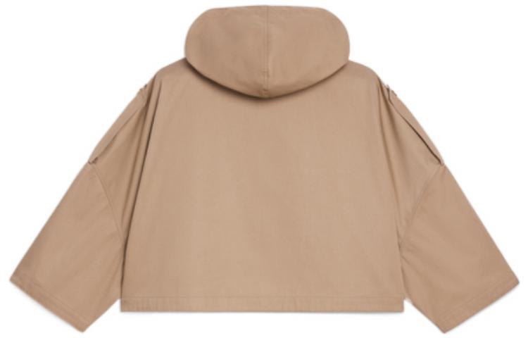 Lookbook (Women) CELINE SS22  Batwing Loose Cropped Hoodie Jacket in Brown. 2W615004N-02BG