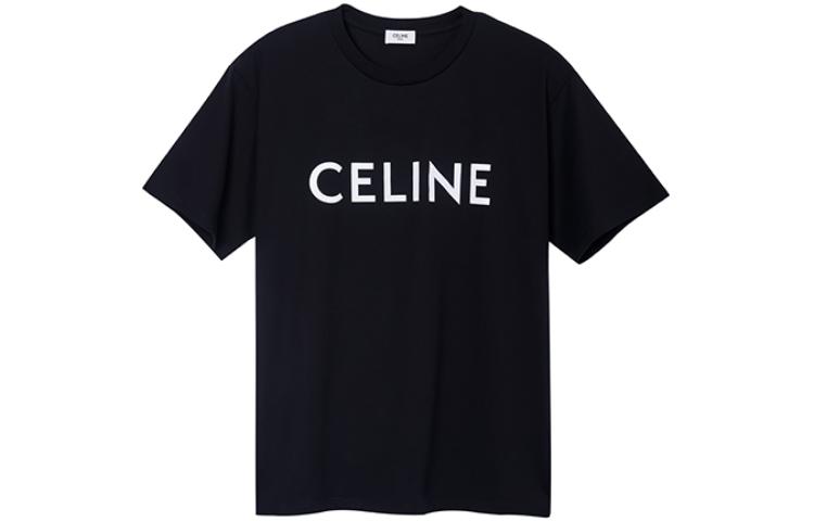 (Women) CELINE SS22  Black Cotton Jersey Short Sleeve T-Shirt 2X764671Q-38AW