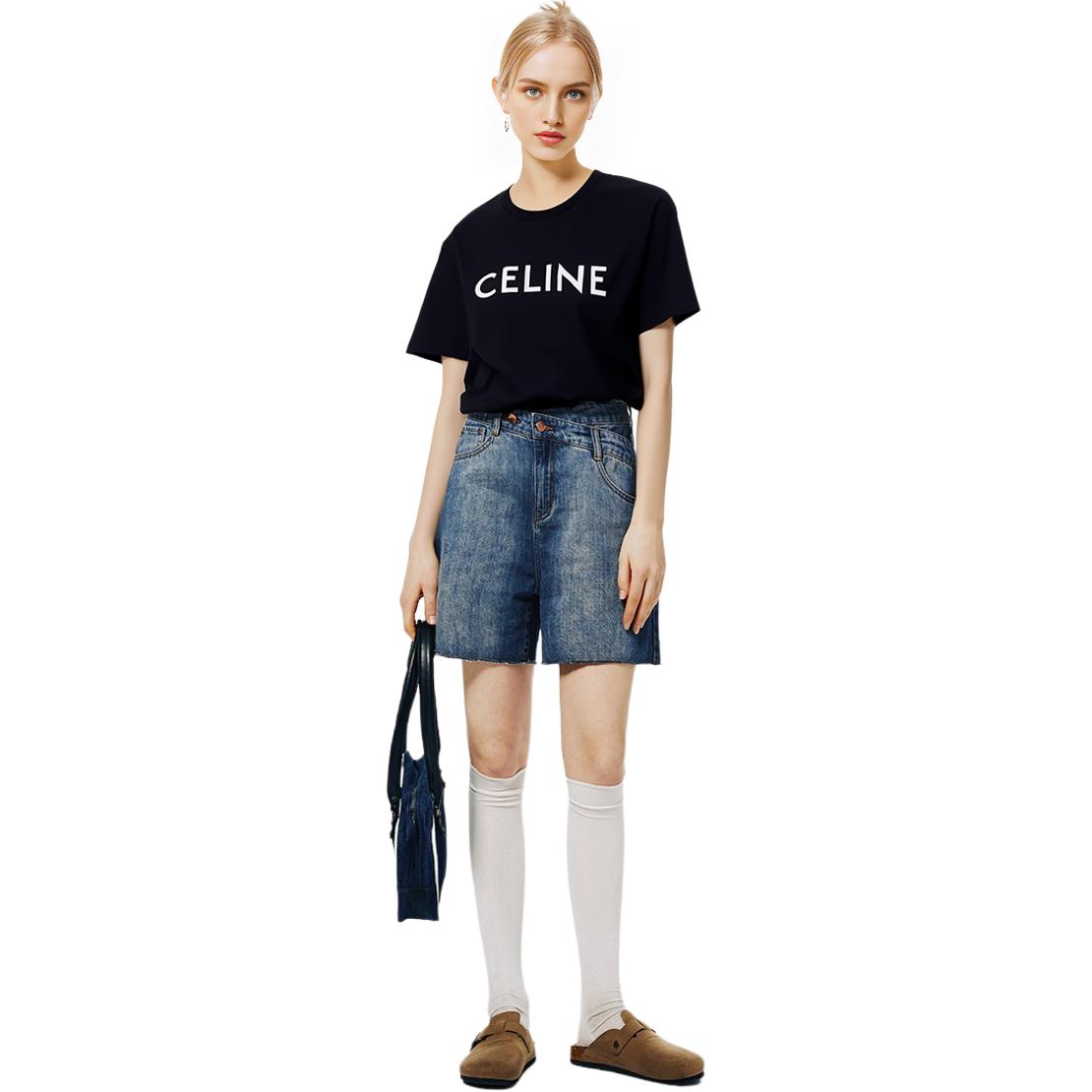 (Women) CELINE SS22  Black Cotton Jersey Short Sleeve T-Shirt 2X764671Q-38AW 圖 5