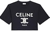 Order (Women) CELINE SS22 Black Cropped T-shirt with Logo Print and Round Neck. 2X871501F-38AW