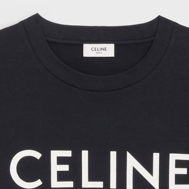 Purchase (W) セリーヌ SS22 ブラックロゴプリントクロップドTシャツ ラウンドネック 2X871501F-38AW