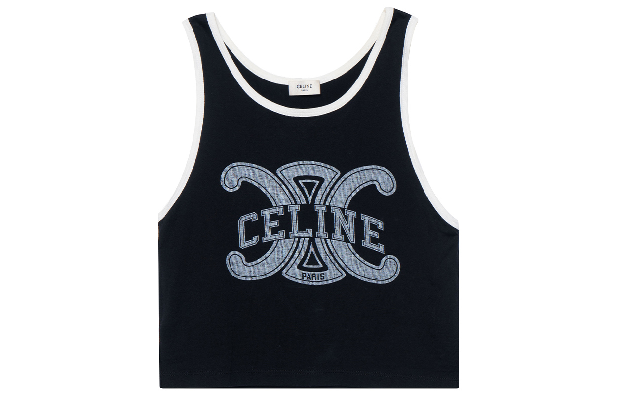 Order (W) セリーヌ SS22 ブラック ロゴプリント クロップド タンクトップ 2X33B671Q-38AW