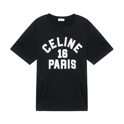 (Women) CELINE SS22 Black Logo Print Crewneck Short Sleeve T-Shirt 2X16B671Q-38AW