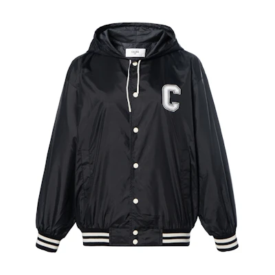 (Women) CELINE SS22 Black Logo Print Hooded Sun Protection Jacket. 2W547495M-38NO