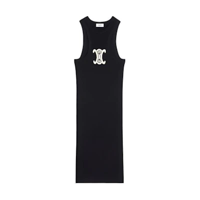 (Women) CELINE SS22 Black Sleeveless Logo Cutout Dress 2A47Y291R-38CR