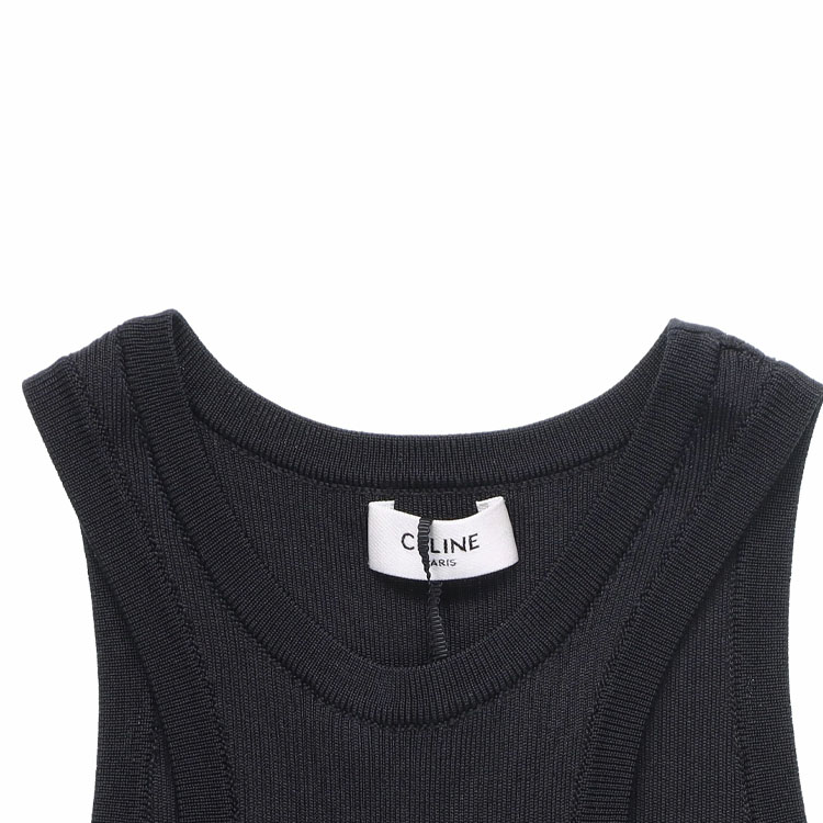 Details for (W) CELINE SS22 Dress Tanpa Lengan Hitam Logo Cutout 2A47Y291R-38CR