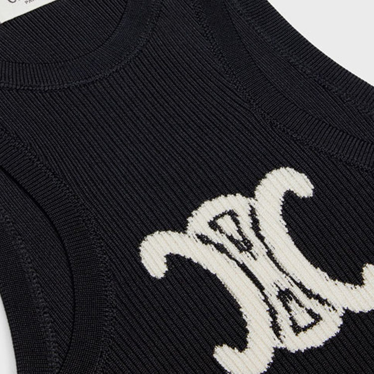 Sizing (W) CELINE SS22 Dress Tanpa Lengan Hitam Logo Cutout 2A47Y291R-38CR