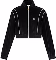(Women) CELINE SS22 Black Striped Knit Zip Cropped Jacket 2Y736679I-38NO (Women) CELINE SS22 Black Striped Knit Zip Cropped Jacket 2Y736679I-38NO