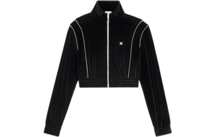 Order (Women) CELINE SS22  Black Striped Knit Zip Cropped Jacket 2Y736679I-38NO