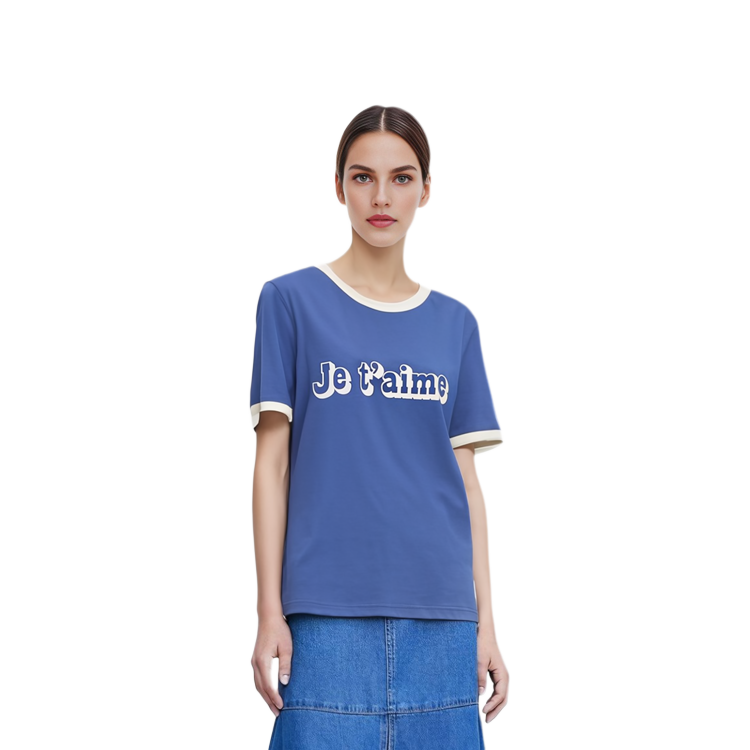 Purchase (W) CELINE SS22 Kaos Biru Katun Lengan Pendek. 2X815671Q-06BE