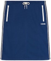 (Women) CELINE SS22 Blue Striped Embroidered Logo Midi Skirt 2Z176121O-07BH (Women) CELINE SS22 Blue Striped Embroidered Logo Midi Skirt 2Z176121O-07BH