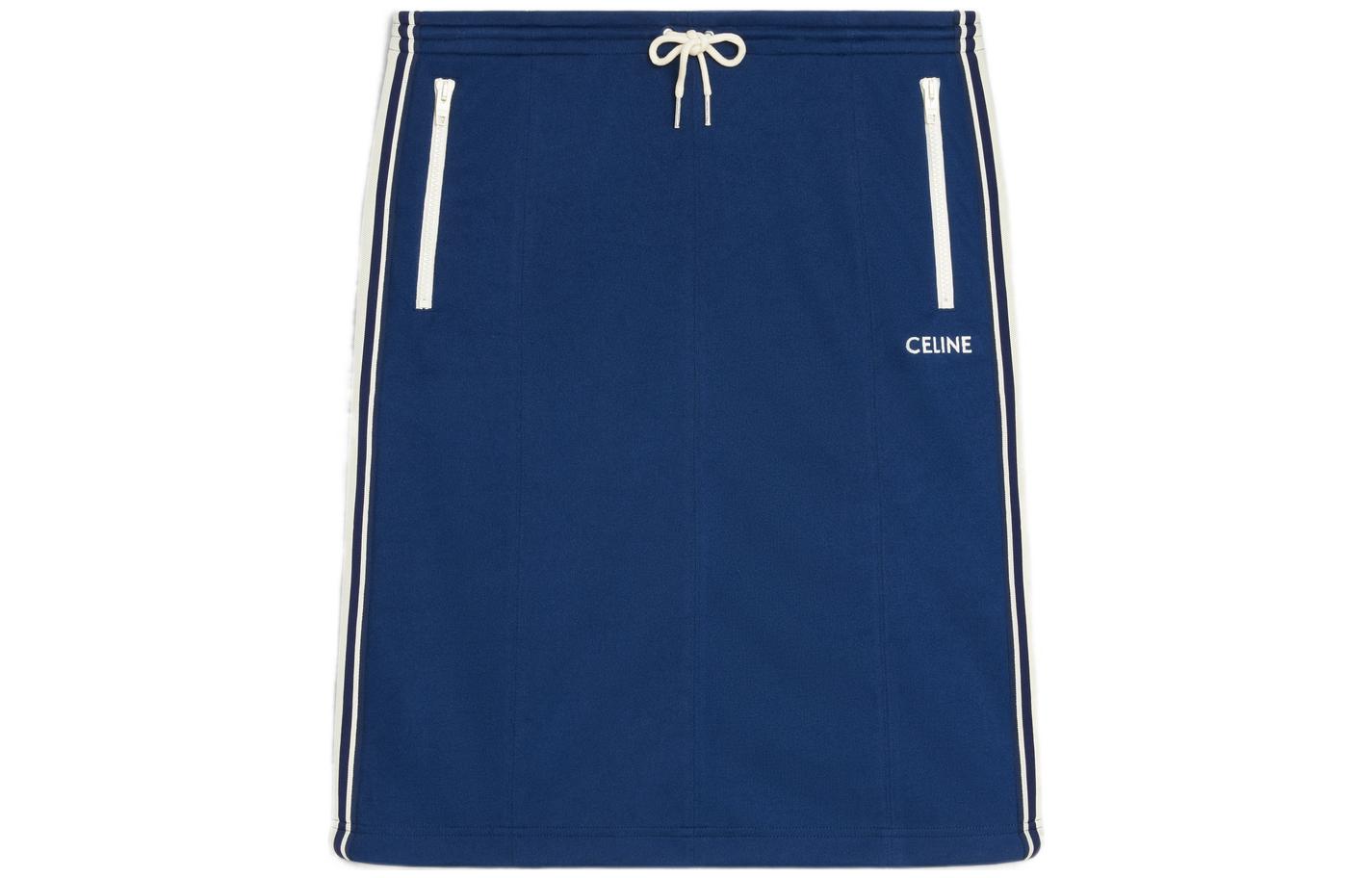 Order (W) Falda Midi de Rayas Azules con Logo Bordado CELINE SS22. 2Z176121O-07BH