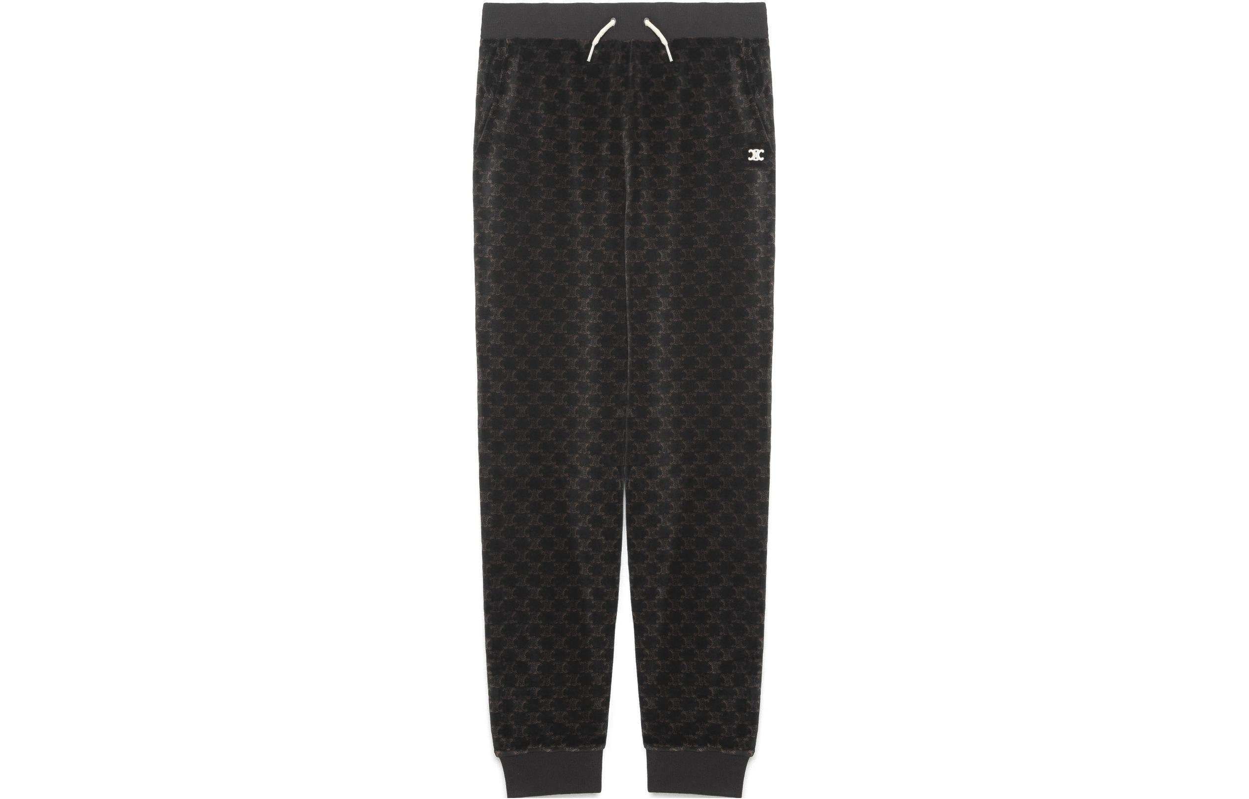 (Women) CELINE SS22  Brown All-Over Print Knit Jogger Pants. 2Z138811P-38NM