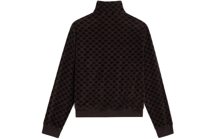 Lookbook (Women) CELINE SS22  Brown All-Over Print Velvet Knit Zip Jacket. 2Y597811P-38NM