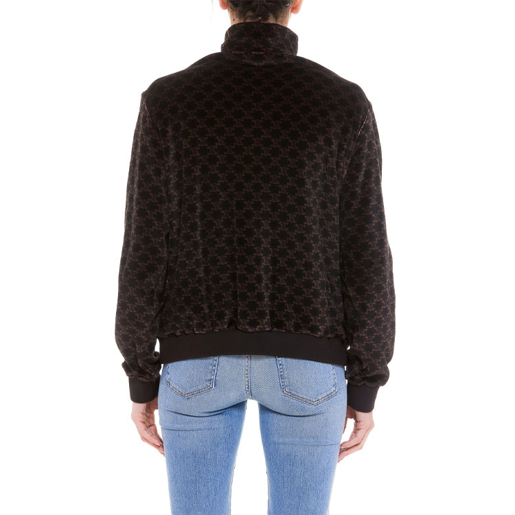 Purchase (Women) CELINE SS22  Brown All-Over Print Velvet Knit Zip Jacket. 2Y597811P-38NM