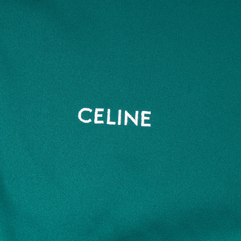 Sizing (Women) CELINE SS22  Green Zip-Up Hoodie Jacket with Letter Print. 2Y721121O-30OW