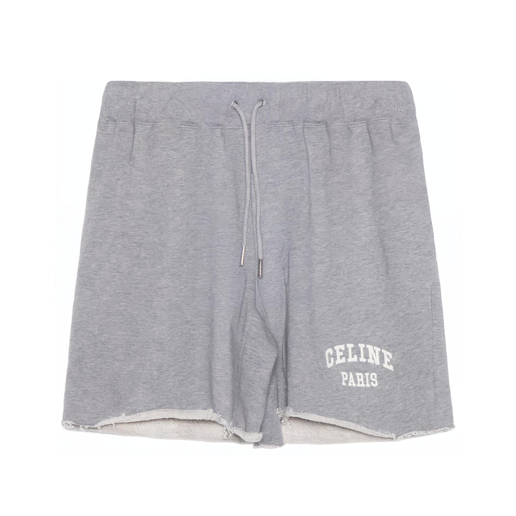 Order (Women) CELINE SS22  Grey Cotton Drawstring Casual Shorts with Letter Print. 2Z184670Q-09OW